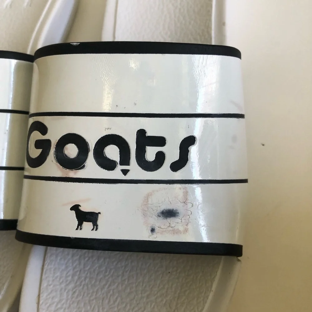 GOATS Toddler Kids The Slide white/Black Logo Slide Sandals Size 12